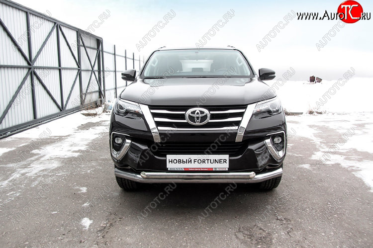 22 699 р. Защита переднего бампера Slitkoff (Ø 76+Ø 57 мм, двойная)  Toyota Fortuner  AN160 (2015-2020) дорестайлинг (Цвет: нержавеющая полированная сталь)  с доставкой в г. Новочеркасск