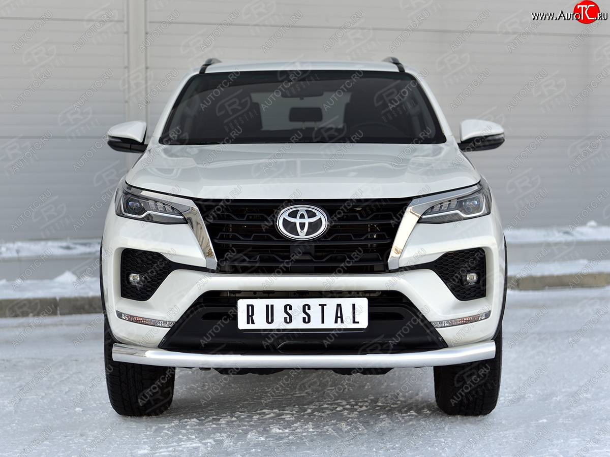 15 649 р. Защита переднего бампера (Ø76 мм, нержавейка) Russtal Toyota Fortuner AN160 рестайлинг (2020-2024)  с доставкой в г. Новочеркасск