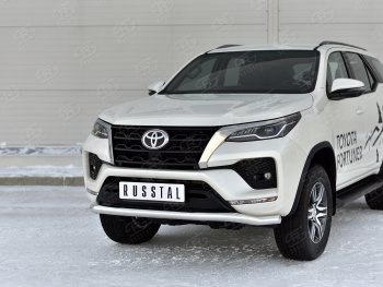 14 999 р. Защита переднего бампера (Ø63 мм, нержавейка) Russtal Toyota Fortuner AN160 рестайлинг (2020-2024)  с доставкой в г. Новочеркасск. Увеличить фотографию 2