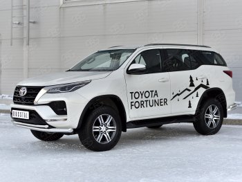 17 999 р. Защита переднего бампера (2 трубы Ø63 и 42 мм, нержавейка) Russtal Toyota Fortuner AN160 рестайлинг (2020-2024)  с доставкой в г. Новочеркасск. Увеличить фотографию 2