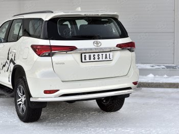 Защита заднего бампера (Ø63 мм, нержавейка) SLITKOFF Toyota (Тойота) Fortuner (Фортунер)  AN160 (2020-2024) AN160 рестайлинг