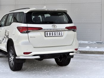 15 799 р. Защита заднего бампера (Ø63 мм уголки, нержавейка) SLITKOFF  Toyota Fortuner  AN160 (2020-2025) рестайлинг  с доставкой в г. Новочеркасск. Увеличить фотографию 2