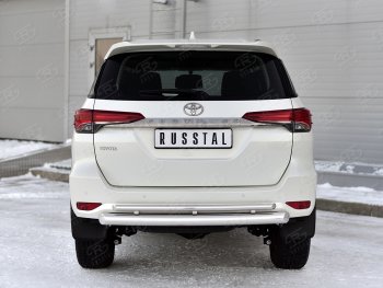 Защита заднего бампера (Ø76 и 42 мм, нержавейка) SLITKOFF Toyota (Тойота) Fortuner (Фортунер)  AN160 (2020-2024) AN160 рестайлинг