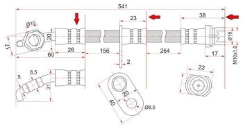 Тормозной шланг SAT (передний) Toyota Mark 2 Qualis седан (1997-2002)