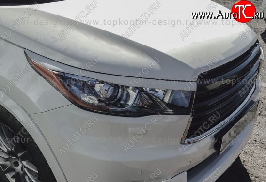 2 199 р. Реснички на фары TopKontur Design  Toyota Highlander  XU50 (2013-2017) дорестайлинг (Неокрашенные)  с доставкой в г. Новочеркасск