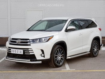 26 999 р. Защита переднего бампера (2 трубы Ø63 и 42 мм, нержавейка) SLITKOFF Toyota Highlander XU50 дорестайлинг (2013-2017)  с доставкой в г. Новочеркасск. Увеличить фотографию 3