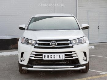 26 999 р. Защита переднего бампера (2 трубы Ø63 и 42 мм, нержавейка) SLITKOFF Toyota Highlander XU50 дорестайлинг (2013-2017)  с доставкой в г. Новочеркасск. Увеличить фотографию 4