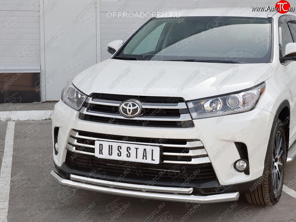 26 999 р. Защита переднего бампера (2 трубы Ø63 и 42 мм, нержавейка) SLITKOFF Toyota Highlander XU50 дорестайлинг (2013-2017)  с доставкой в г. Новочеркасск