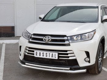 16 999 р. Защита переднего бампера (2 трубы Ø63 и 42 мм, нержавейка) Russtal Toyota Highlander XU50 рестайлинг (2016-2020)  с доставкой в г. Новочеркасск. Увеличить фотографию 2