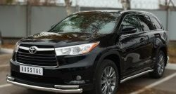 27 999 р. Защита переднего бампера (2 трубыØ63 и 42 мм, нержавейка) SLITKOFF Toyota Highlander XU50 дорестайлинг (2013-2017)  с доставкой в г. Новочеркасск. Увеличить фотографию 2