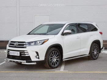 33 999 р. Защита переднего бампера (2 трубы Ø63 мм, нержавейка) SLITKOFF Toyota Highlander XU50 дорестайлинг (2013-2017)  с доставкой в г. Новочеркасск. Увеличить фотографию 3