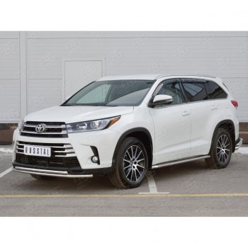 16 399 р. Защита переднего бампера (2 трубыØ42 мм, нержавейка) SLITKOFF  Toyota Highlander  XU50 (2013-2017) дорестайлинг  с доставкой в г. Новочеркасск. Увеличить фотографию 2