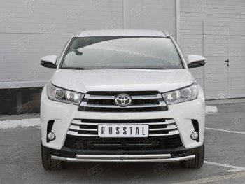 16 399 р. Защита переднего бампера (2 трубыØ42 мм, нержавейка) SLITKOFF  Toyota Highlander  XU50 (2013-2017) дорестайлинг  с доставкой в г. Новочеркасск. Увеличить фотографию 3