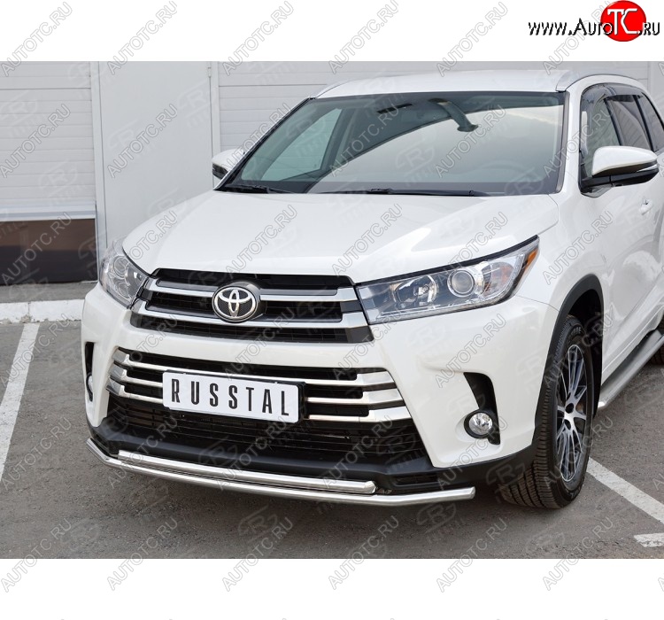 16 399 р. Защита переднего бампера (2 трубыØ42 мм, нержавейка) SLITKOFF  Toyota Highlander  XU50 (2013-2017) дорестайлинг  с доставкой в г. Новочеркасск