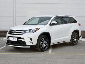 15 999 р. Одинарная защита переднего бампера диаметром 63 мм SLITKOFF Toyota Highlander XU50 дорестайлинг (2013-2017)  с доставкой в г. Новочеркасск. Увеличить фотографию 2