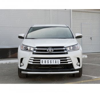 15 999 р. Одинарная защита переднего бампера диаметром 63 мм SLITKOFF Toyota Highlander XU50 дорестайлинг (2013-2017)  с доставкой в г. Новочеркасск. Увеличить фотографию 3