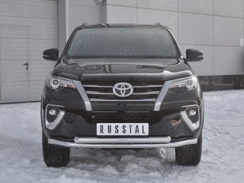 33 299 р. Защита переднего бампера (2 трубыØ63 мм, нержавейка) SLITKOFF Toyota Highlander XU50 дорестайлинг (2013-2017)  с доставкой в г. Новочеркасск. Увеличить фотографию 3