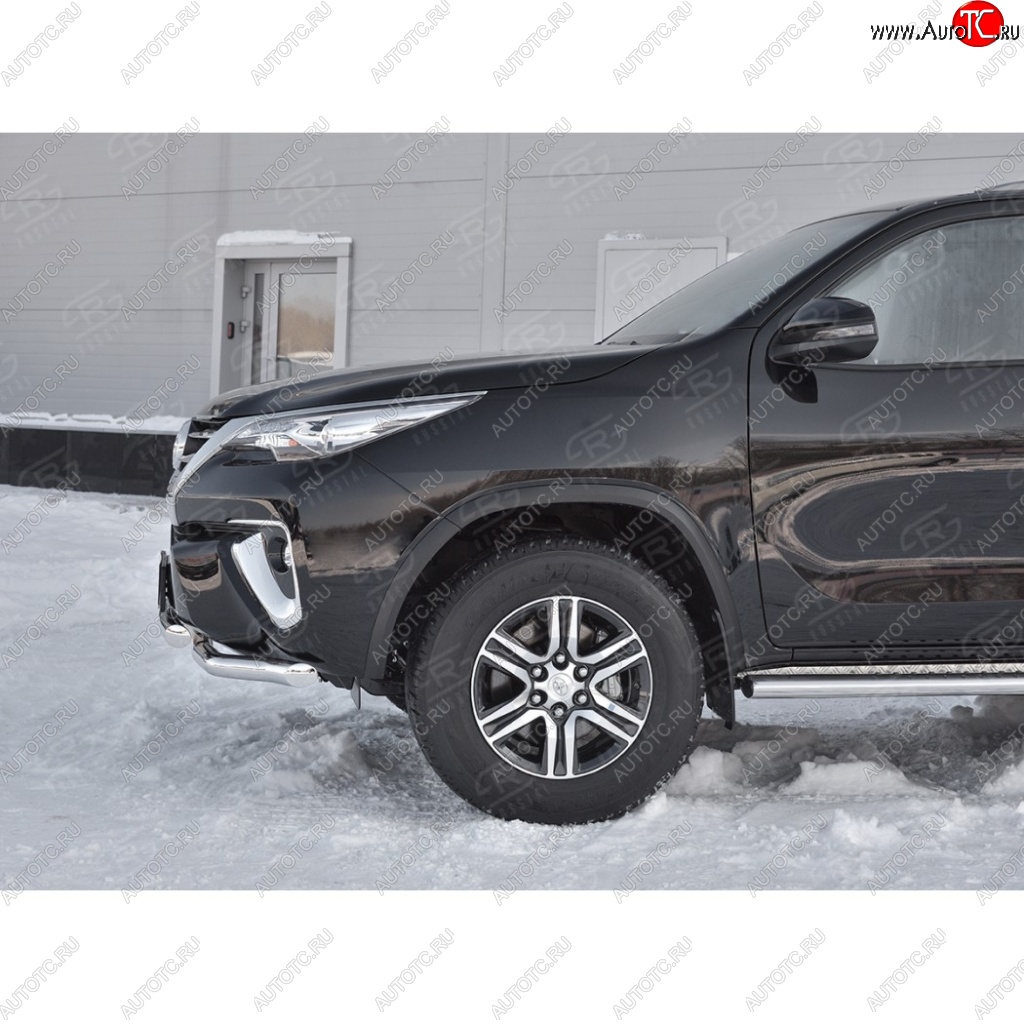 33 299 р. Защита переднего бампера (2 трубыØ63 мм, нержавейка) SLITKOFF Toyota Highlander XU50 дорестайлинг (2013-2017)  с доставкой в г. Новочеркасск