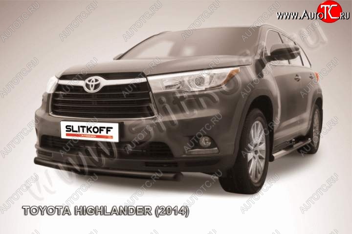 7 899 р. защита переднего бампера Slitkoff  Toyota Highlander  XU50 (2013-2017) дорестайлинг (Цвет: серебристый)  с доставкой в г. Новочеркасск