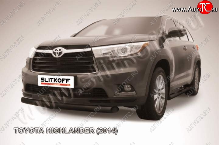 8 899 р. Защита переднего бампер Slitkoff Toyota Highlander XU50 дорестайлинг (2013-2017) (Цвет: серебристый)  с доставкой в г. Новочеркасск