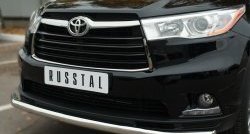 14 999 р. Одинарная защита переднего бампера диаметром 63 мм SLITKOFF Toyota Highlander XU50 дорестайлинг (2013-2017)  с доставкой в г. Новочеркасск. Увеличить фотографию 3