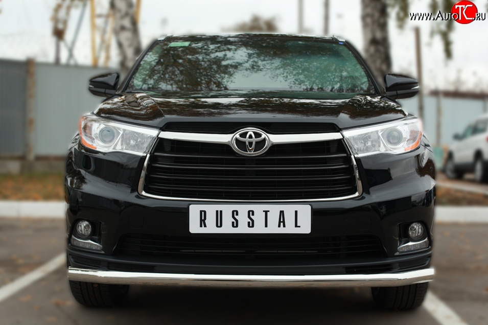 14 999 р. Одинарная защита переднего бампера диаметром 63 мм SLITKOFF Toyota Highlander XU50 дорестайлинг (2013-2017)  с доставкой в г. Новочеркасск