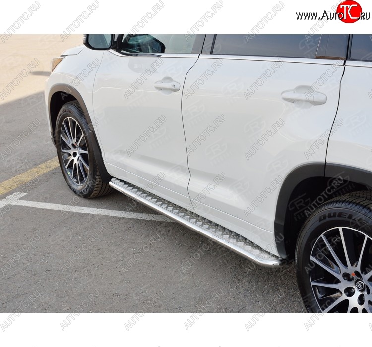 16 599 р. Широкая защита порогов с трубой диаметром 42 мм Russtal v2  Toyota Highlander  XU50 (2013-2017) дорестайлинг  с доставкой в г. Новочеркасск