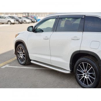 38 999 р. Порожки для ног (Ø63 мм) SLITKOFF  Toyota Highlander  XU50 (2016-2020) рестайлинг (лист - нержавейка, профиль - нержавейка)  с доставкой в г. Новочеркасск. Увеличить фотографию 2