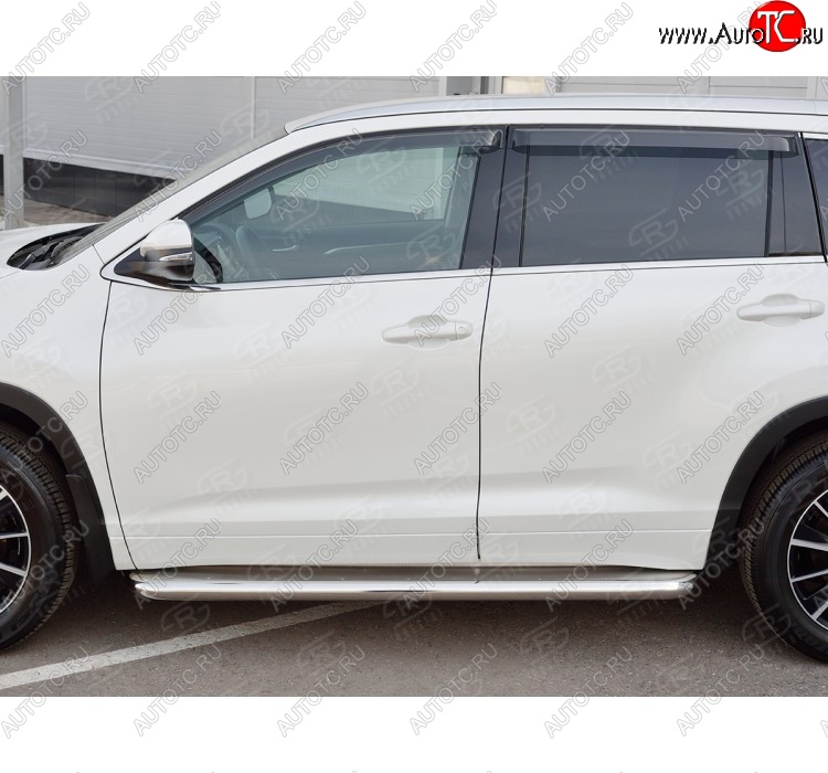 38 999 р. Порожки для ног (Ø63 мм) SLITKOFF  Toyota Highlander  XU50 (2016-2020) рестайлинг (лист - нержавейка, профиль - нержавейка)  с доставкой в г. Новочеркасск