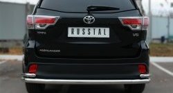 18 299 р. Защита заднего бампера (Ø63 и 42 мм, с углами, нержавейка) SLITKOFF  Toyota Highlander  XU50 (2013-2017) дорестайлинг  с доставкой в г. Новочеркасск. Увеличить фотографию 2