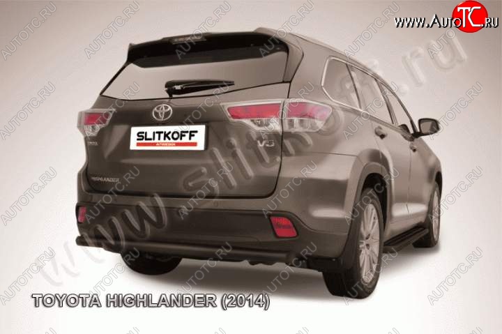 7 899 р. Защита задняя Slitkoff  Toyota Highlander  XU50 (2013-2017) дорестайлинг (Цвет: серебристый)  с доставкой в г. Новочеркасск