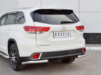 15 999 р. Защита заднего бампера (Ø63 мм уголки, нержавейка) SLITKOFF  Toyota Highlander  XU50 (2013-2017) дорестайлинг  с доставкой в г. Новочеркасск. Увеличить фотографию 1