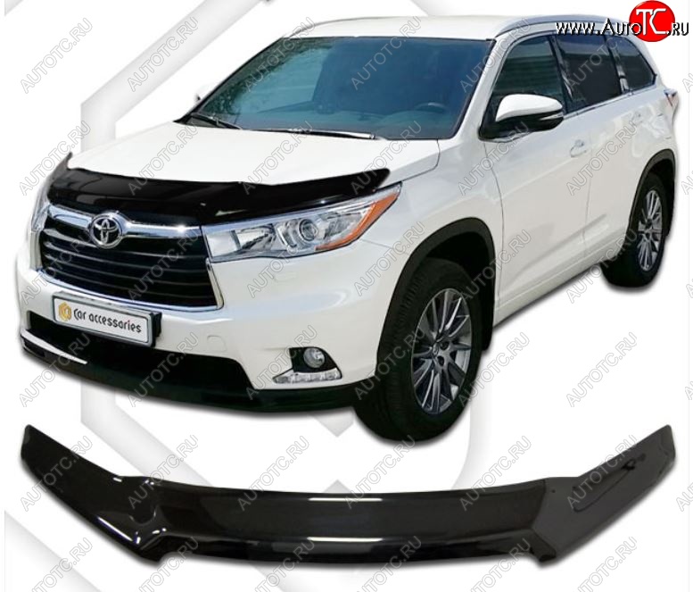 2 379 р. Дефлектор капота CA-Plastiс  Toyota Highlander  XU50 (2013-2020) дорестайлинг, рестайлинг (Classic черный, Без надписи)  с доставкой в г. Новочеркасск