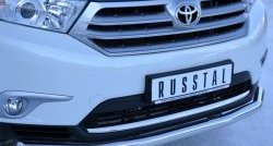 13 999 р. Одинарная защита переднего бампера диаметром 63 мм (рестайлинг) Russtal Toyota Highlander XU40 рестайлинг (2010-2013)  с доставкой в г. Новочеркасск. Увеличить фотографию 2