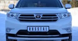 Одинарная защита переднего бампера диаметром 63 мм (рестайлинг) Russtal Toyota Highlander XU40 рестайлинг (2010-2013)