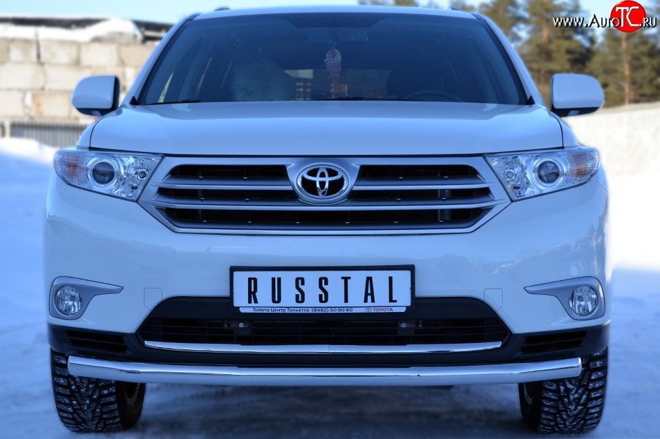 13 999 р. Одинарная защита переднего бампера диаметром 63 мм (рестайлинг) Russtal Toyota Highlander XU40 рестайлинг (2010-2013)  с доставкой в г. Новочеркасск