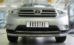 15 649 р. Одинарная защита переднего бампера диаметром 76 мм (рестайлинг) Russtal  Toyota Highlander  XU40 (2010-2013) рестайлинг  с доставкой в г. Новочеркасск. Увеличить фотографию 2