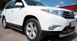 13 299 р. Защита порогов из круглой трубы диаметром 76 мм (рестайлинг) Russtal Toyota Highlander XU40 рестайлинг (2010-2013) (Защита порогов с со скосами на торцах (вариант 1))  с доставкой в г. Новочеркасск. Увеличить фотографию 12