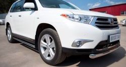 13 299 р. Защита порогов из круглой трубы диаметром 76 мм (рестайлинг) Russtal Toyota Highlander XU40 рестайлинг (2010-2013) (Защита порогов с со скосами на торцах (вариант 1))  с доставкой в г. Новочеркасск. Увеличить фотографию 4