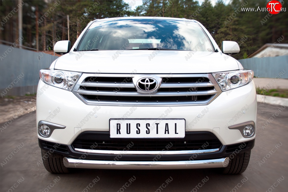 14 999 р. Защита переднего бампера (Ø76 мм, нержавейка) Russtal Toyota Highlander XU40 рестайлинг (2010-2013)  с доставкой в г. Новочеркасск