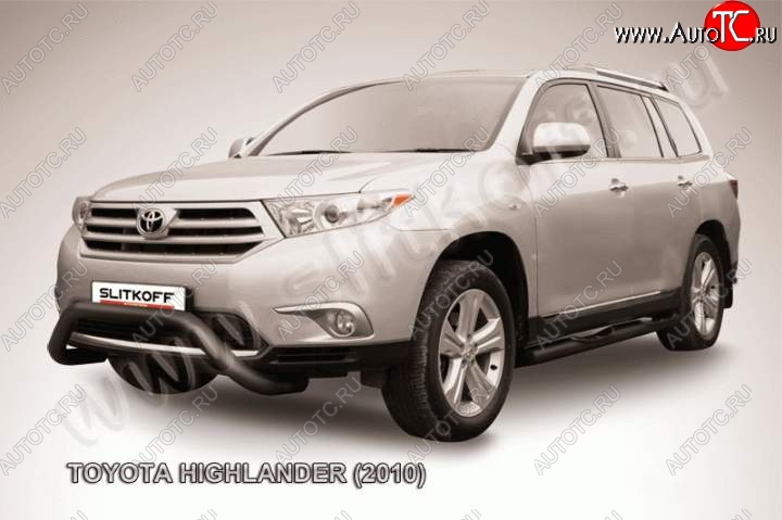 19 299 р. Кенгурятник d76 низкий мини чернаый  Toyota Highlander  XU40 (2010-2013) рестайлинг (Цвет: серебристый)  с доставкой в г. Новочеркасск