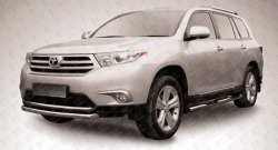 9 999 р. Защита переднего бампера из короткой трубы диаметром 57 мм Slitkoff Toyota Highlander XU40 рестайлинг (2010-2013) (Цвет: нержавеющая полированная сталь)  с доставкой в г. Новочеркасск. Увеличить фотографию 1