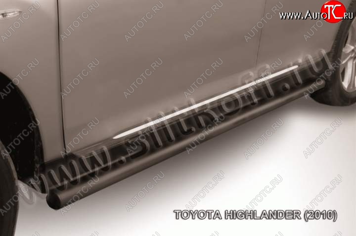 10 349 р. Защита порогов Slitkoff Toyota Highlander XU40 рестайлинг (2010-2013) (Цвет: серебристый)  с доставкой в г. Новочеркасск