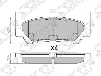 849 р. Колодки тормозные SAT (задние) Toyota Highlander XU40 рестайлинг (2010-2013)  с доставкой в г. Новочеркасск. Увеличить фотографию 1