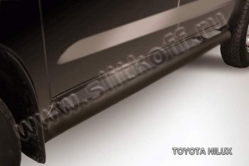 11 099 р. Защита порогов Slitkoff  Toyota Hilux  AN20,AN30 (2011-2016)  2-ой рестайлинг (Цвет: серебристый)  с доставкой в г. Новочеркасск. Увеличить фотографию 1