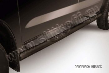 13 799 р. Защита порогов Slitkoff Toyota Hilux AN20,AN30  2-ой рестайлинг (2011-2016) (Цвет: серебристый)  с доставкой в г. Новочеркасск. Увеличить фотографию 1