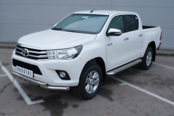 36 999 р. Порожки для ног (труба Ø63) SLITKOFF  Toyota Hilux  AN120 (2016-2020) дорестайлинг (лист - нержавейка, профиль - нержавейка)  с доставкой в г. Новочеркасск. Увеличить фотографию 4