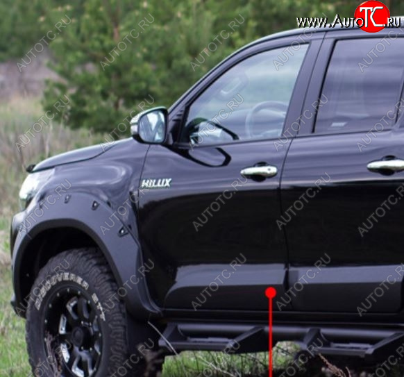 3 499 р. Молдинг двери RA (передний левый) Toyota Hilux AN120 дорестайлинг (2016-2020) (Поверхность глянец под покраску, Неокрашенный)  с доставкой в г. Новочеркасск