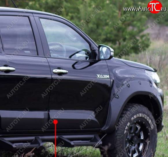 3 499 р. Молдинг двери RA (передний правый)  Toyota Hilux  AN120 (2016-2020) дорестайлинг (Поверхность глянец под покраску, Неокрашенный)  с доставкой в г. Новочеркасск