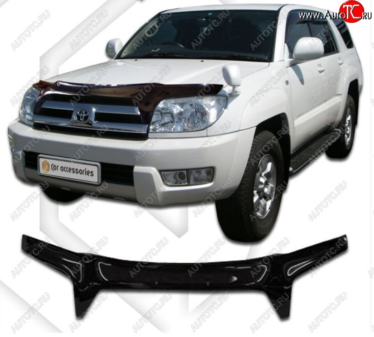 2 599 р. Дефлектор капота (N215) CA-Plastiс  Toyota Hilux Surf  N210 (2002-2005) дорестайлинг (Classic черный, Без надписи)  с доставкой в г. Новочеркасск